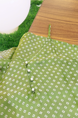 Đầm lụa tơ tằm Phụng Yến - Xanh cốm hoa thị