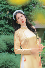 Áo dài tay chẽn Ỷ Xuân Phong - Vàng kem