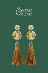 Hoa tai DN131 Đất nung hoa mai vàng tua rua