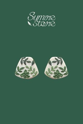 Hoa tai DN133 Đất nung lá xanh