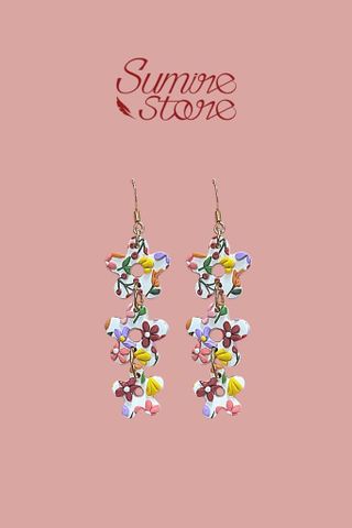 Hoa tai DN137 Đất nung dây hoa ngũ sắc