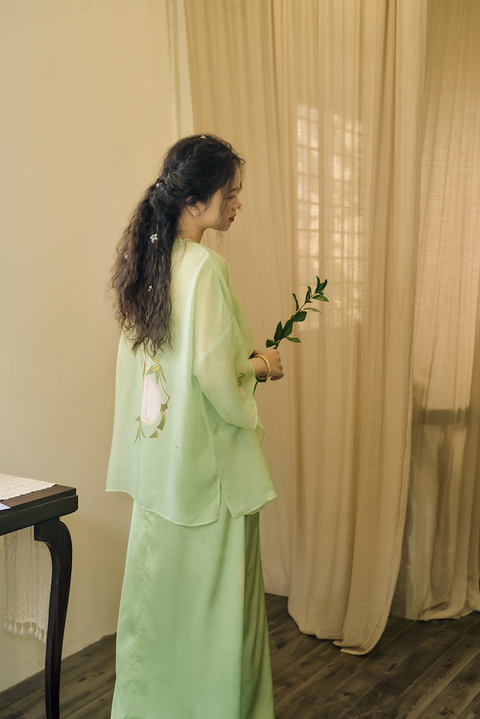 Đầm cổ yếm Sơn Trà - Xanh cốm