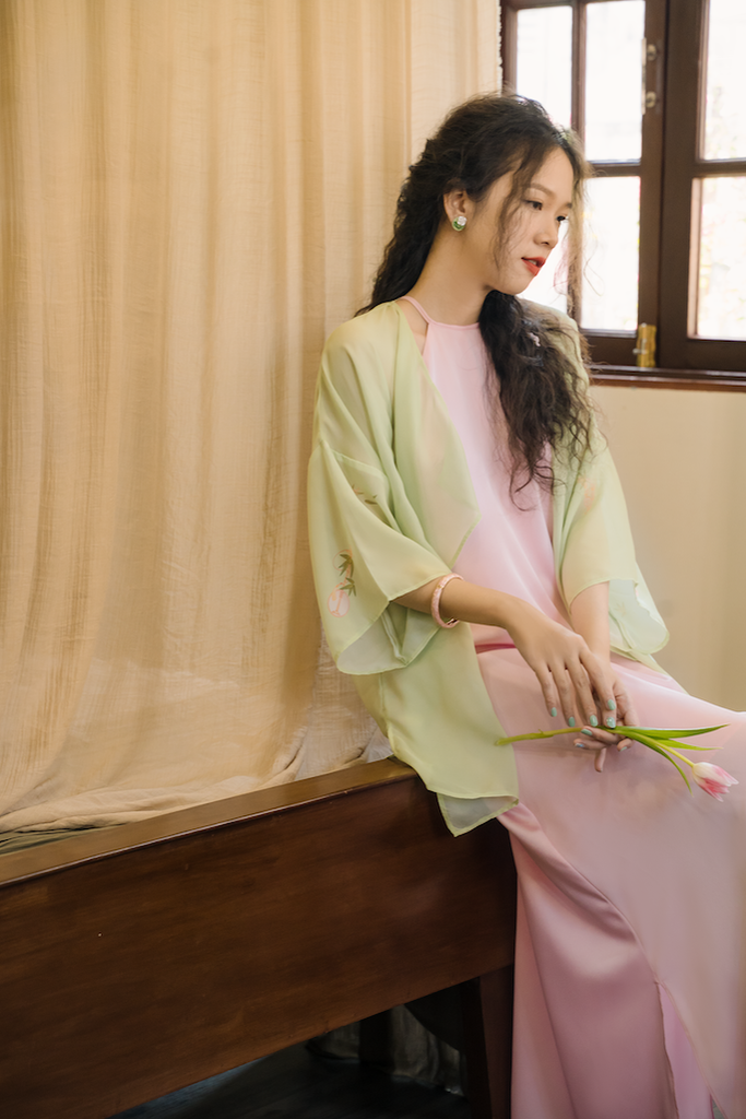 Đầm cổ yếm Sơn Trà - Hồng phấn