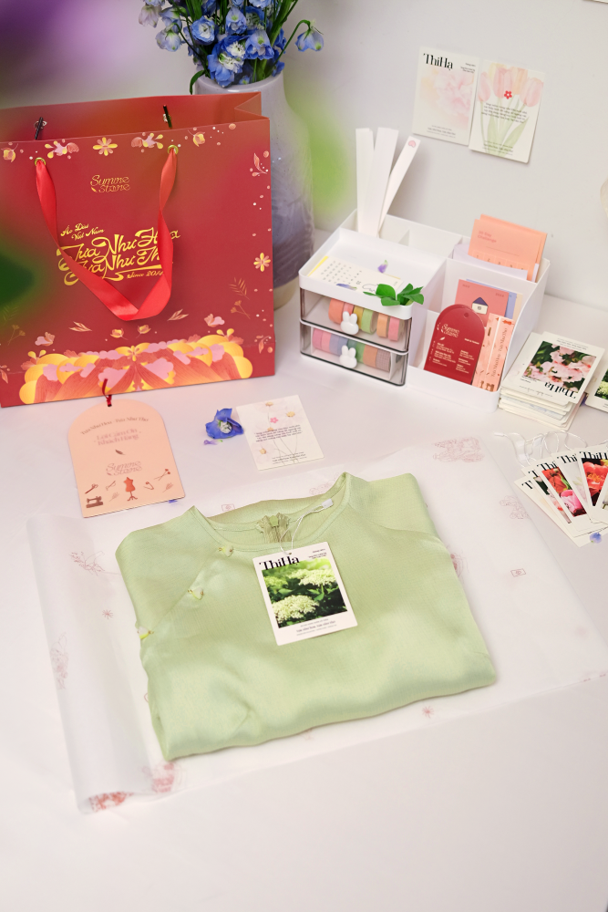 Áo dài Dáng suôn cổ tròn Thi Hạ - Xanh cốm