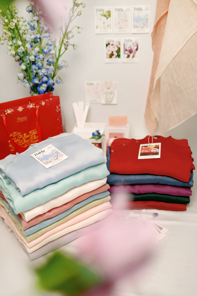 Áo dài Dáng suôn cổ tròn Thi Hạ - Xanh lơ nhạt