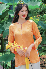 Áo bà ba lụa tơ tằm Phượng Liên - Cam mơ