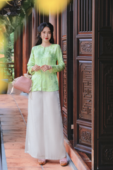 Áo bà ba lụa tơ tằm Phượng Liên - Xanh lá non