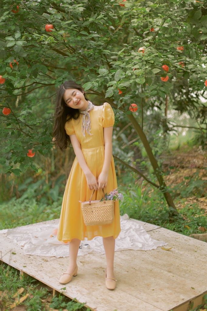 Đầm linen Du Dương - Vàng