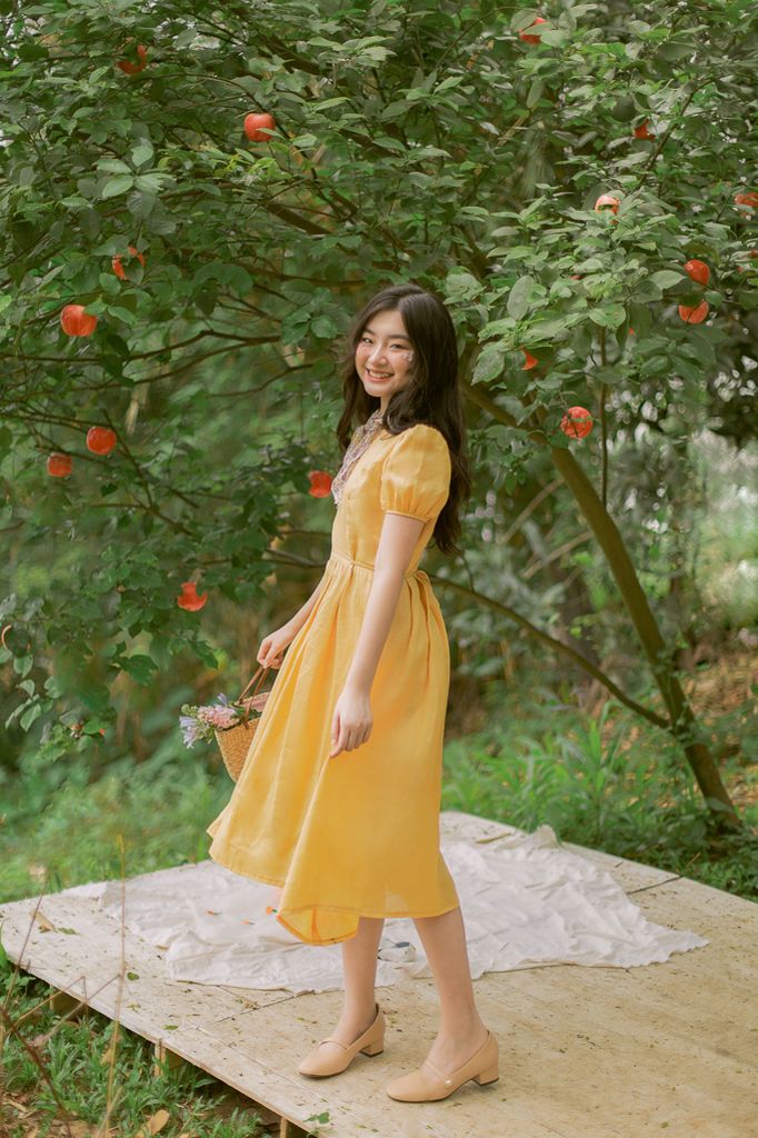 Đầm linen Du Dương - Vàng