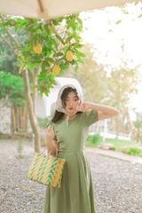 Đầm linen Du Dương - Xanh lá