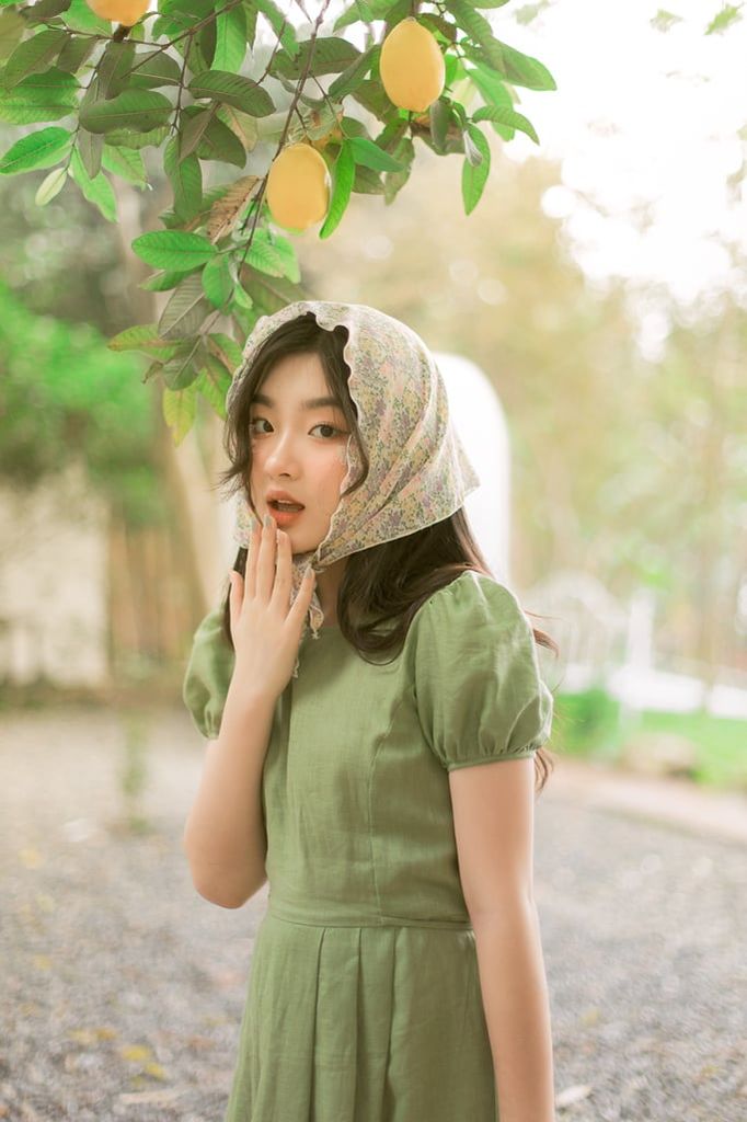 Đầm linen Du Dương - Xanh lá
