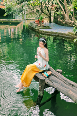 Áo yếm Khảm Hoa Cát Tường - Xanh biển nhạt