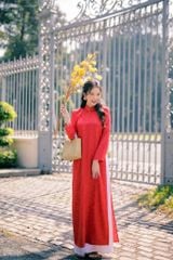 Áo dài Kiểu xưa Xuân Thời - Gấm đỏ