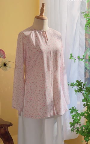 Áo bà ba Cách tân Út Ráng - Hồng hoa hồng nhỏ