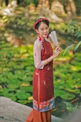 Áo dài Dáng xưa Diên Phúc - Đỏ yên chi