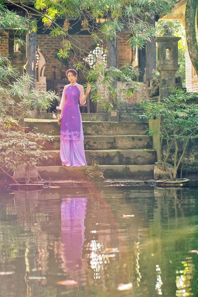 Áo dài Dáng xưa Diên Phúc - Tím Huế