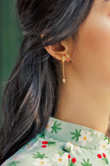 Hoa tai D1506 Hoa tai vòng nguyệt quế đá nhỏ