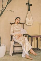 Áo dài Gấm Ngọc Trân - Beige nhạt