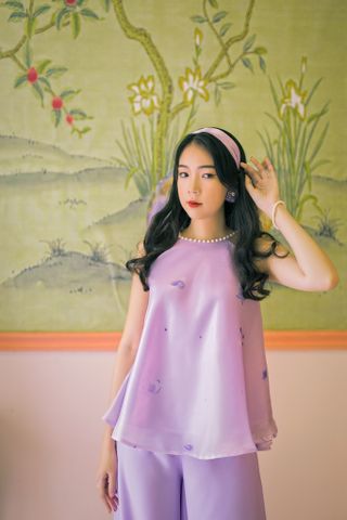 Áo yếm organza Diên Phúc - Tím