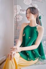 Áo yếm organza Diên Phúc - Xanh lá