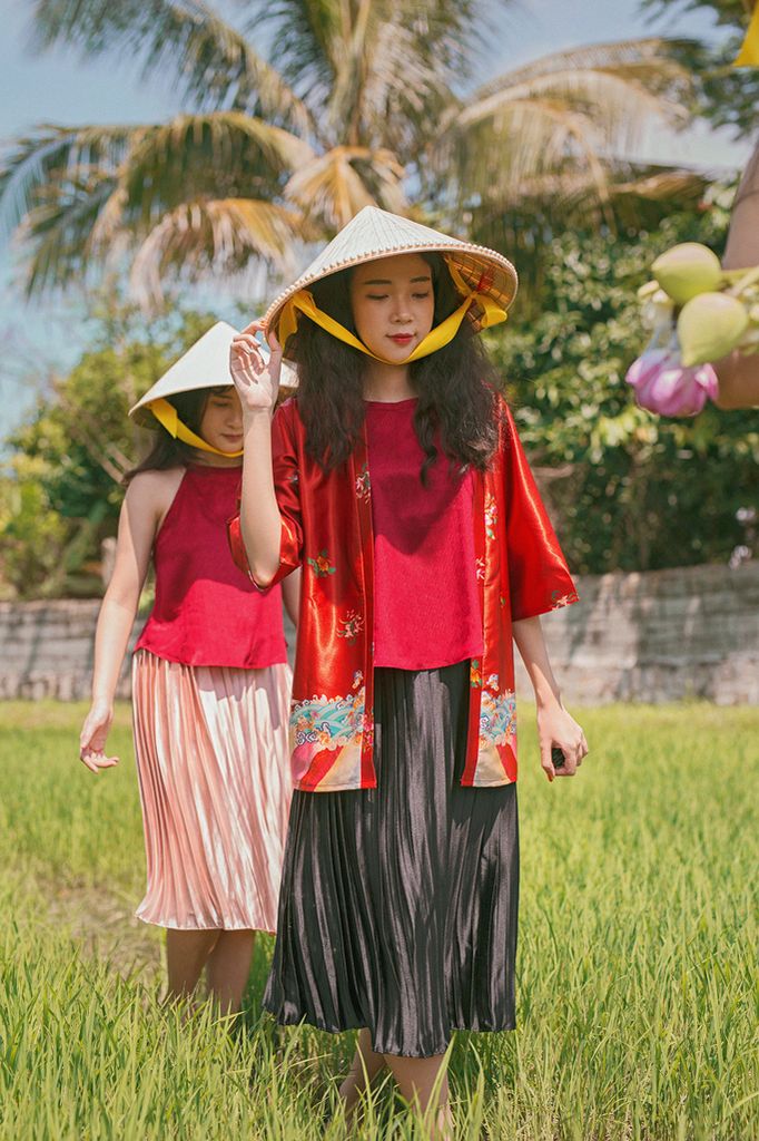 Áo kimono Phụng Dương - Đỏ