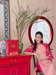 Áo dài Nhật Bình Xuân - Hồng