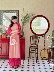 Áo dài Nhật Bình Xuân - Hồng