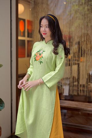 Áo dài linen Thêu tay Thảo Hoa