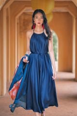 Đầm cổ yếm Tràng An - Xanh dương