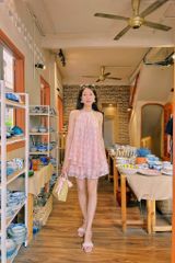 Chân váy dệt hoa Hoa Hạ - Hồng