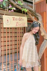 Chân váy dệt hoa Hoa Hạ - Kem