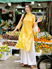 Áo dài Dáng xưa Lạc Hoa Bính - Vàng