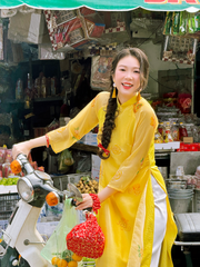 Áo dài Dáng xưa Lạc Hoa Bính - Vàng