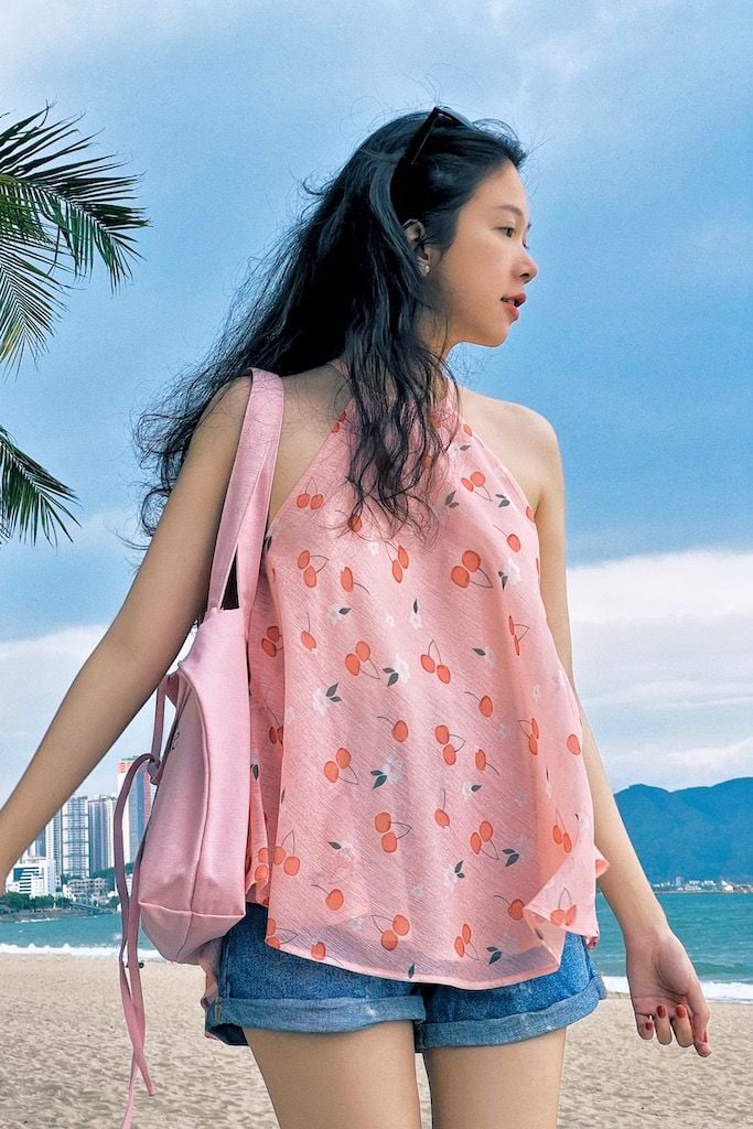 Áo yếm Cherry Anh Đào - Hồng ánh cam