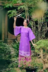 Set Áo dài Organza Khuê Văn - Tím - Size M