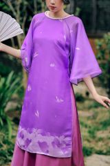 Áo dài Organza Khuê Văn - Tím - Freesize (Chỉ lớp ngoài)