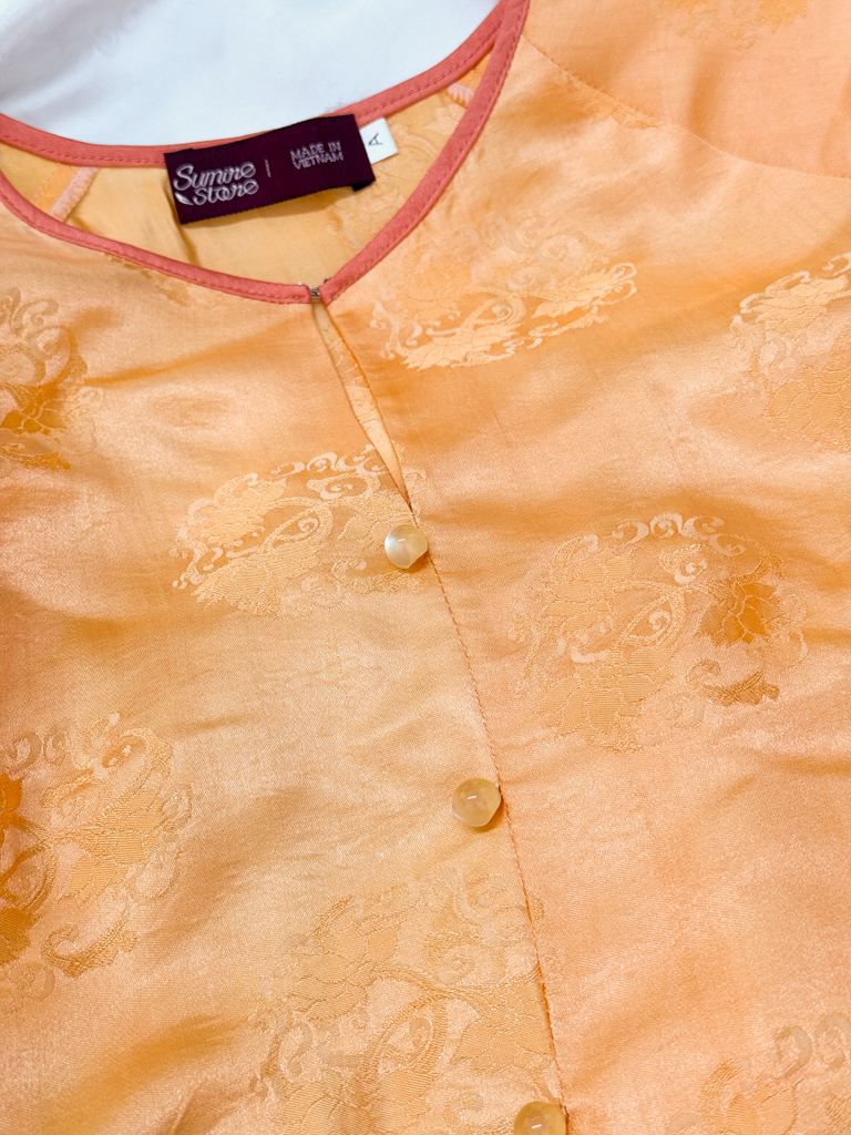 Áo bà ba lụa tơ tằm Phượng Liên - Cam mơ