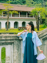 Đầm cổ yếm Sơn Trà - Xanh cổ vịt