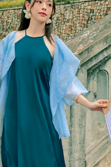 Đầm cổ yếm Sơn Trà - Xanh cổ vịt