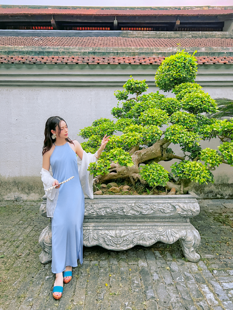 Đầm cổ yếm Sơn Trà - Xanh đá