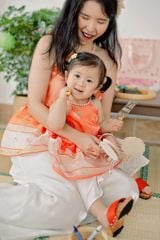 Áo yếm xòe organza Hoa Niên Ca BÉ - Cam