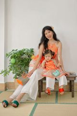 Áo yếm xòe organza Hoa Niên Ca BÉ - Cam