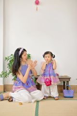 Áo yếm xòe organza Hoa Niên Ca BÉ - Tím