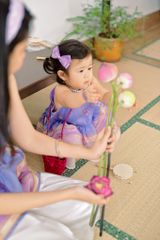 Áo yếm xòe organza Hoa Niên Ca BÉ - Tím