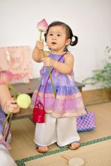 SET Áo yếm xòe organza Hoa Niên Ca BÉ - Tím