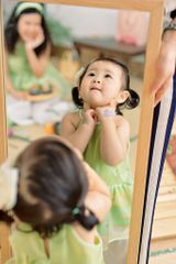 Áo yếm xòe organza Hoa Niên Ca BÉ - Xanh cốm