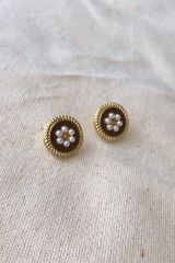 Hoa tai D1901 Hình tròn hạt ngọc bông hoa