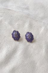 Hoa tai D1907 Bầu dục viền lượn sóng tím