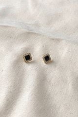 Hoa tai D1909 Đá đen hình thoi nhỏ