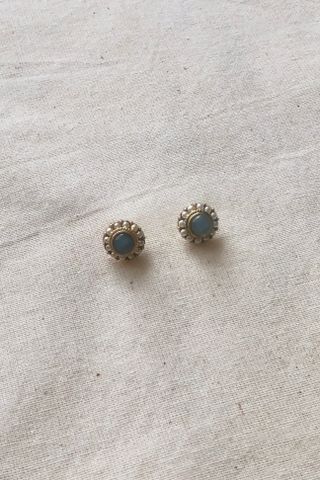 Hoa tai D1635 Đá xám tròn viền ngọc